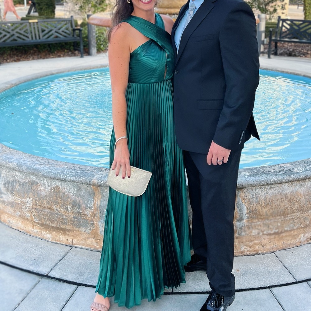 Elegant Green Pleated Gown